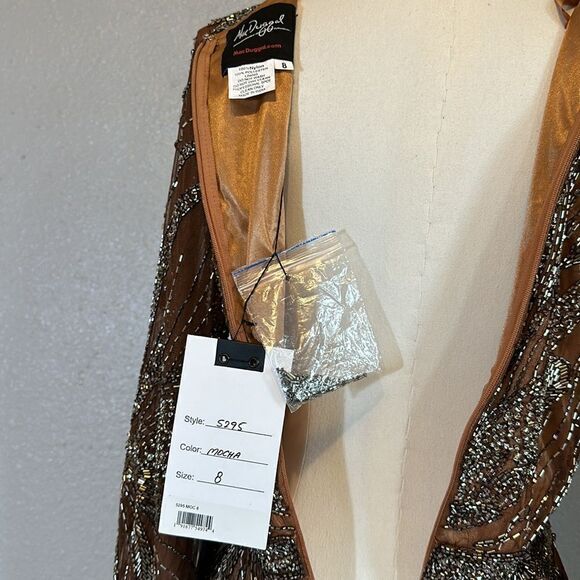 NEW Mac Duggal 5295 beaded long sleeve wrap over midi dress size 8 - Picture 12 of 14